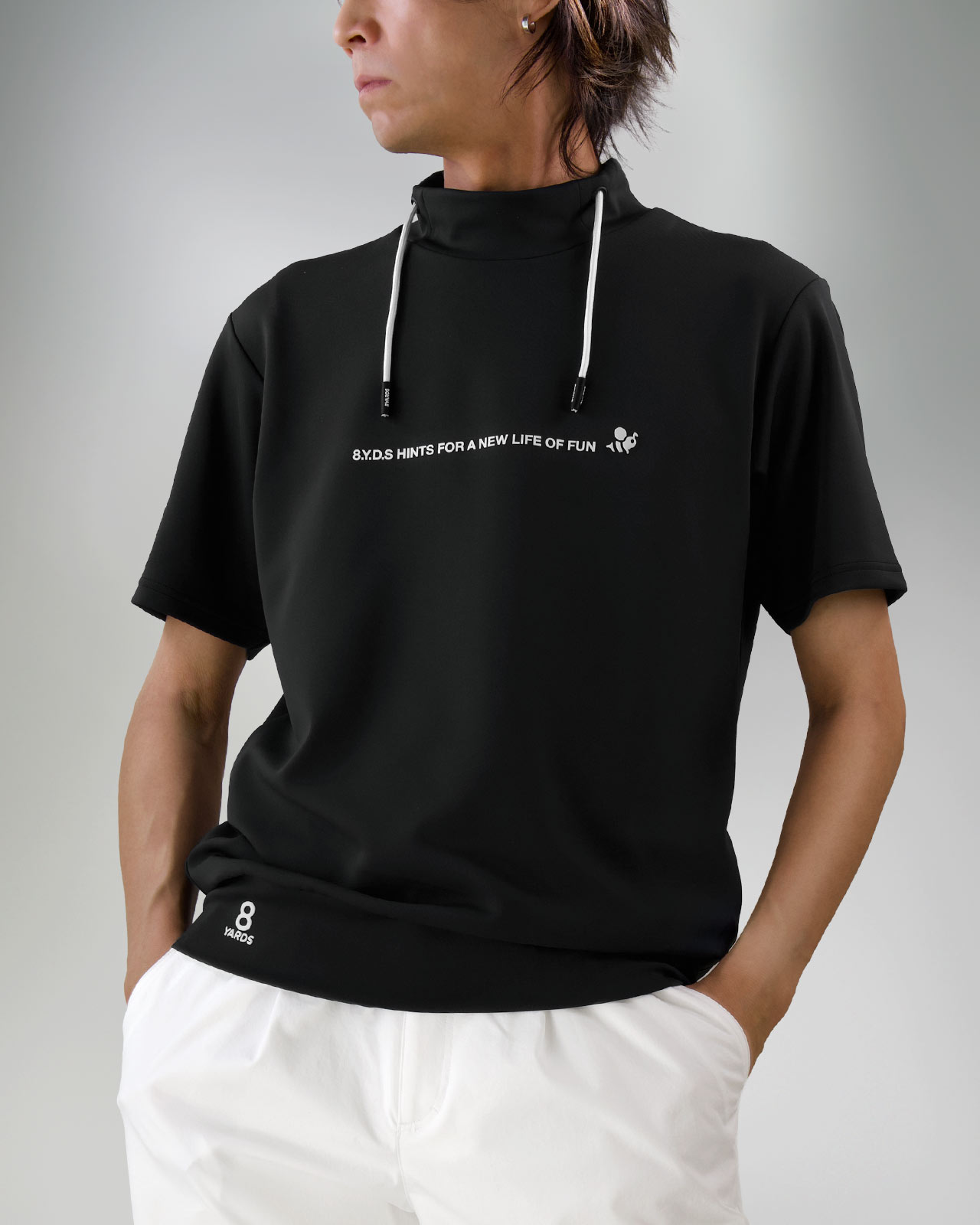 8YARDS☆モックネックプルオーバー Sサイズブラック 8YARDS / Men's Drawcord Mockneck