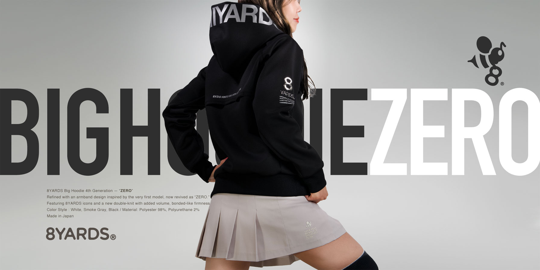 8YARDS ハチヤーズ　パーカー　切り替え　レディース　ゴルフ　S 黒　ロゴ 8YARDS / Women's 8T3G