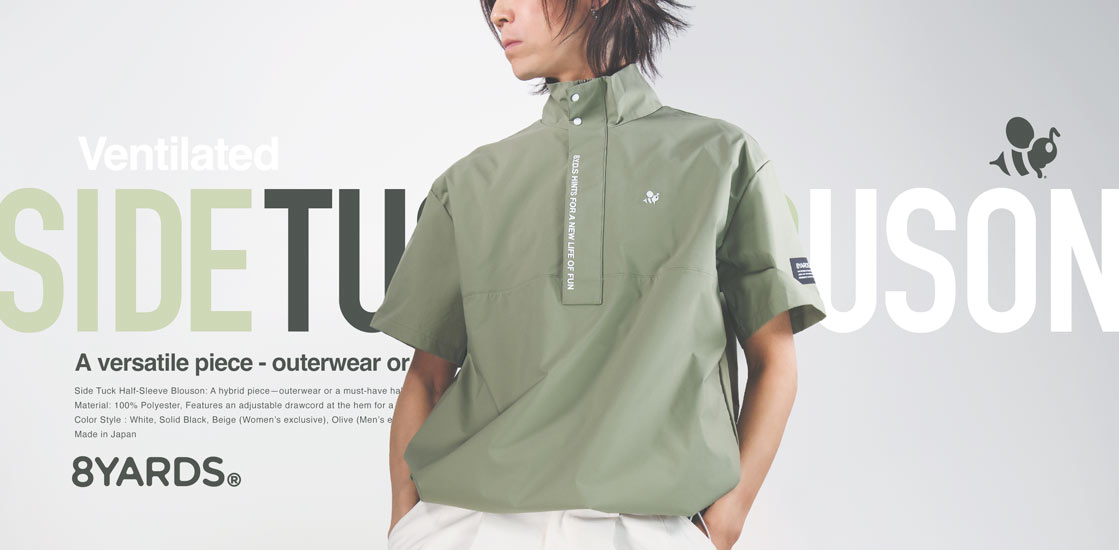 8YARDS / Men's SideTuck Half Sleeve Blouson